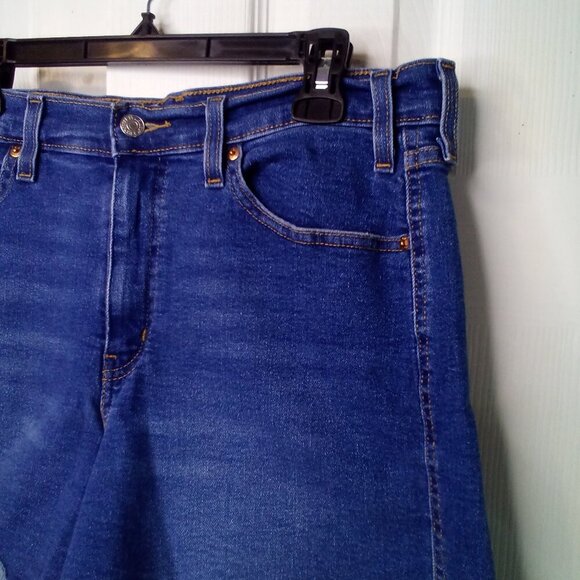 Signature Levi Strauss Shorts Women 14 Heritage High Rise Raw Hem Denim Blue - Picture 7 of 14